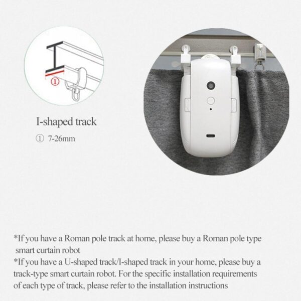 Vereen TUYA - Cortinas inteligentes Bluetooth con robot, riel romano, rieles T/U, 3 en 1, abridor automático de cortinas, control remoto - Image 8