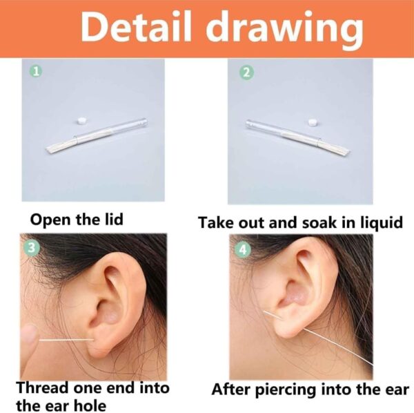 Pjeghbvop 360 piezas de limpiador de agujeros de oído, línea de limpieza para el cuidado de la perforación de postes, herramienta de cuidado posterior de los aretes - Image 4