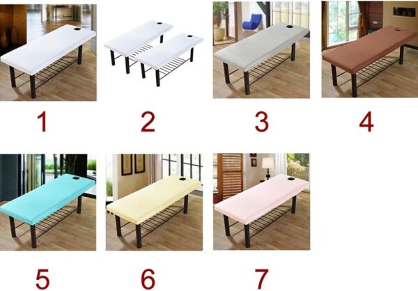 Funda para cama de masaje, hoja de mesa de masaje, borde elástico, cobertura de cama de masaje profesional, suave para masaje de belleza, funda para sofá con orificio para la cara, marrón - Image 5