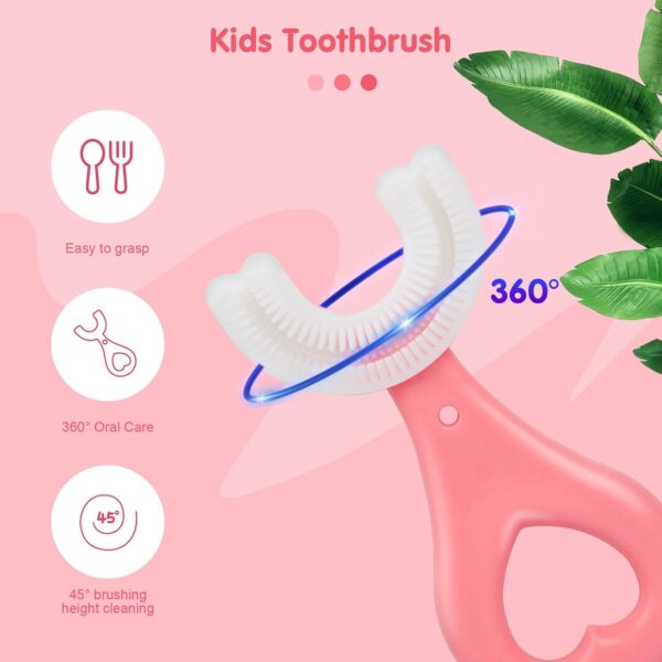2 Cepillo de Dientes en Forma de U Para Niños, Cabezal de Cepillo Dientes de Silicona Suave, Cuidado Bucal de 360 ​​° Cepillo de Dientes Bebe, 2-12 Años - Image 4