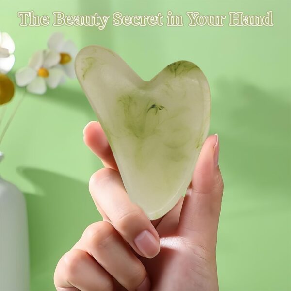 SIVZUMO Gua Sha, 100% Natural Masajeador Facial y Corporal Antiarrugas Masajeador Ojos Bolsas y Ojeras Piedra Jade Relajante y Reafirmante para Skincare - Image 3