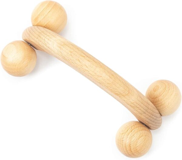 Tuuli Accessories Rodillo Masajeador Aparato para Masaje Espalda Cuello Hombros Piernas Cuerpo Músculos Brazos Madera Bola 18 x 7 x 6 cm - Image 2
