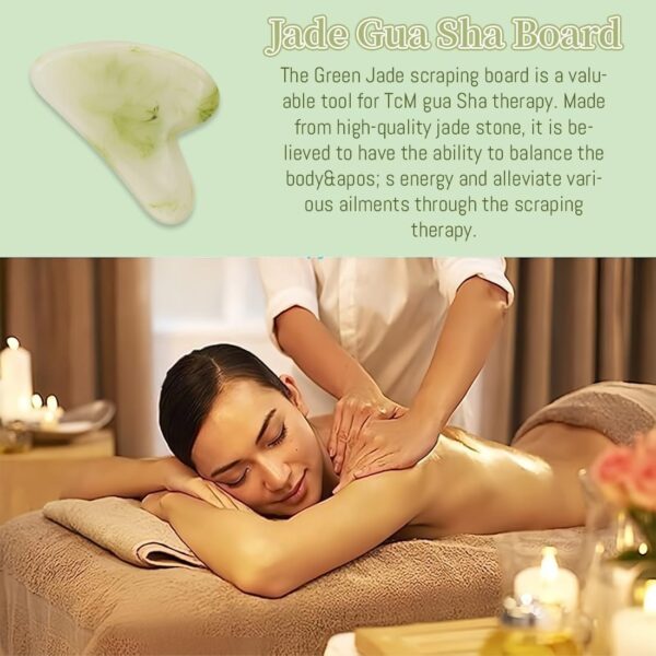 SIVZUMO Gua Sha, 100% Natural Masajeador Facial y Corporal Antiarrugas Masajeador Ojos Bolsas y Ojeras Piedra Jade Relajante y Reafirmante para Skincare - Image 5