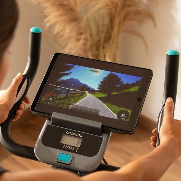 Cecotec Bicicleta Estática Plegable con Volante de Inercia X-Bike, Sistema Silence Fit, Con y Sin Respaldo, Manillar y Sillín Regulable, Pulsómetro, Pantalla LCD, Soporte dispositivos, Ruedas - Image 9