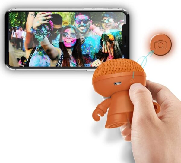 Xoopar - Mini Altavoz Bluetooth Portátil Naranja Diseñado con Materiales Respetuosos del Medio Ambiente. Mini Altavoz con luz LED Potente Sonido de 360° Control Remoto Integrado para Selfies - Image 3
