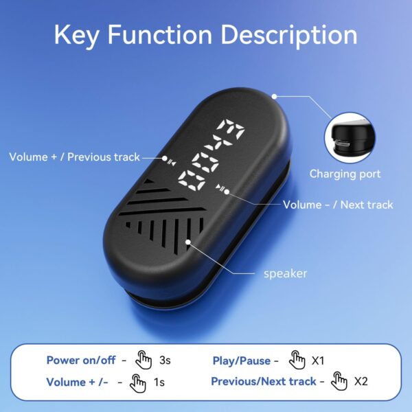 OHLPRO Altavoz Bluetooth portátil, pequeño, con clip, dos opciones de transporte, inalámbrico con sonido de graves HD, IPX5, resistente al agua, ideal para viajes, deportes y exteriores, color negro - Image 6