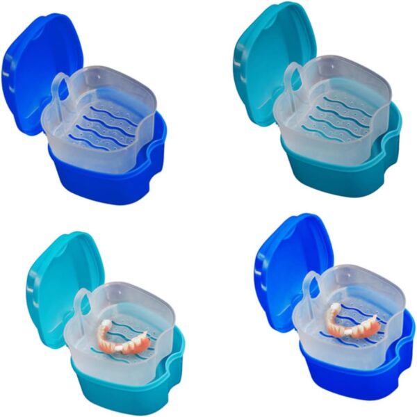 HAPINARY 6 Piezas caso de postiza limpiador de dentaduras postizas taza para postiza caso de baño deture soporte para postiza retenedor de prótesis - Image 7