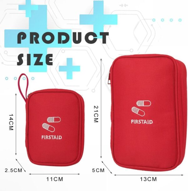 Zasjon 2 Piezas Bolsa Botiquin de Primeros Auxilios, Kit Primeros Auxilios, Mini Botiquin Viaje Portátil Caja Botiquin Vacia, Bolsa Médica Vacio Caja Medicamentos para Viajes al Aire Libre, Rojo - Image 2