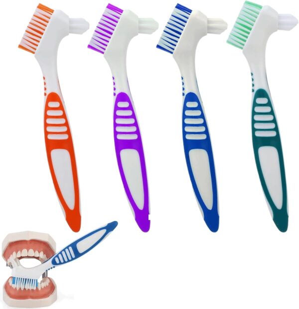 4 Piezas Cepillos De Limpieza De Dientes,Cepillos Para Dentaduras Postizas,Cepillo Para Dientes Postizos,Cabezal De Cepillo De Doble ángulo,Cepillo Protesis Dental,Para Limpieza De Retenedores