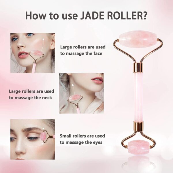 Gua Sha y Rodillo De Jade Tool,Masajeador Facial y De Cuello,Guasha para el Masaje Facial y Corporal,Antiarrugas – Calma y Relaja la Piel, Elimina la Hinchazón De Los Ojos - Image 4