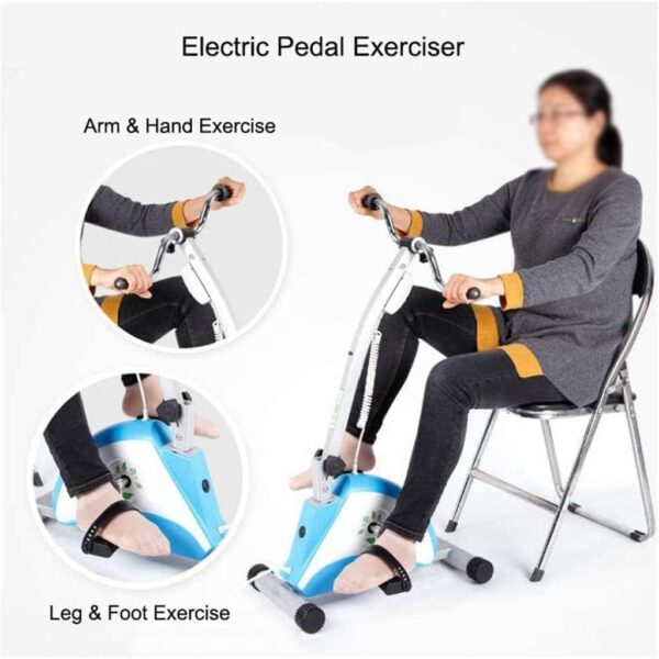 Sywlwxkq Bicicleta estática eléctrica Plegable, Bicicleta ejercitador de Pedales para Ancianos, Entrenamiento de rehabilitación de extremidades Superiores e Inferiores, Modo Dual Manual elé - Image 2