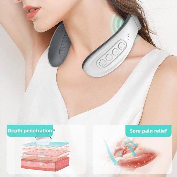 Masajeador Cervical,Masajeador de Cuello Eléctrico con Función de Calefacción,5Modos,15Niveles,Tecnología de temperatura constante y baja pulsación para el tratamiento del dolor de cuello y espalda - Image 2