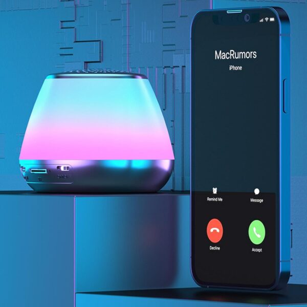Altavoz inalámbrico pequeño | Altavoz de luz nocturna colorida, pequeño altavoz portátil - Altavoz inalámbrico, altavoz inalámbrico inteligente subwoofer para camping, exteriores - Image 5