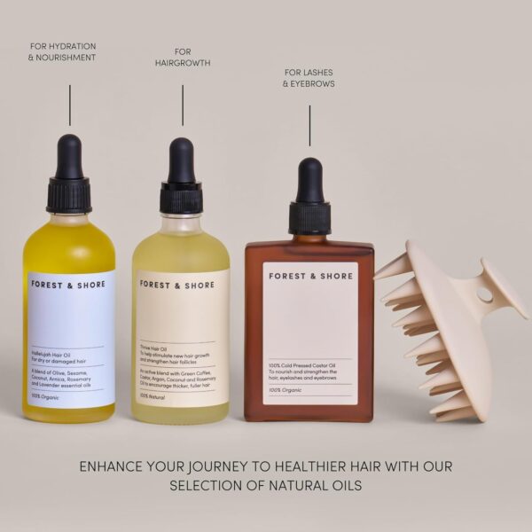 Forest & Shore - Masajeador de cuero cabelludo para el crecimiento del cabello, cepillo de silicona y aplicador de aceite para el cabello, F&S-SM - Image 7