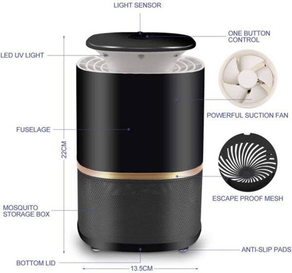 MFLASMF Asesino de Mosquitos, fotocatalizador Lámpara asesina de Mosquitos Repelente de Mosquitos Luz de Insectos Control electrónico de plagas Lámpara asesina de luz UV Lámpara asesina de - Image 2