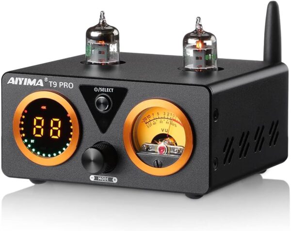 AIYIMA T9PRO JAN5725 Amplificador de Tubo de vacío 100Wx2 TPA3250 Estéreo USB DAC Amp QCC3031 Bluetooth 5.1 aptxHD Coax/Opt HiFi Home Audio Amplificadores Digitales con medidor VU