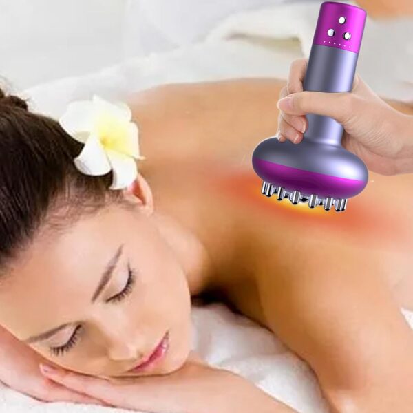 Cepillo de masaje meridiano,Cepillo meridiano de raspado eléctrico | Masajeador de mano con vibración y calentamiento de celulitis por microcorriente - Masajeador de celulitis con vibración y - Image 3