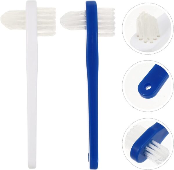 HEALLILY 2 cepillos de dientes duros , cepillo de limpieza de dentadura portátil, cepillo de doble cara, cuidado de la dentadura - Image 2