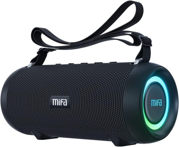 MIFA A90 Altavoz Portátil Bluetooth Inalámbrico Impermeable RGB LED Luz True Wireless Stereo 30 Horas de Reproducción, Micro-SD, Memoria USB, Jack 3,5mm, Carga Type C, Negro