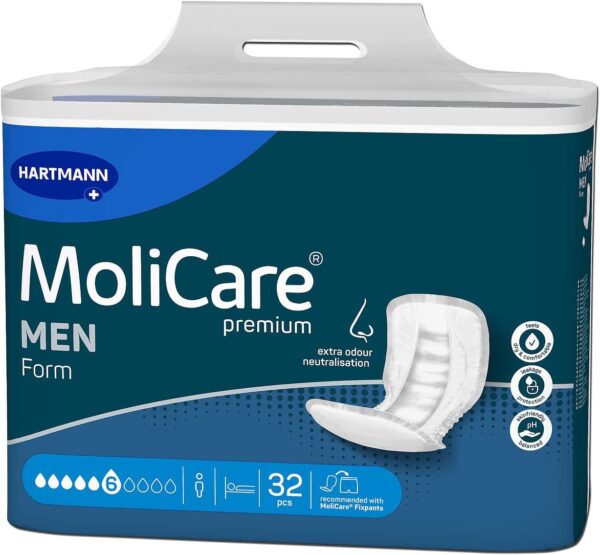 MoliCare Premium Form MEN 6 gotas para incontinencia media: alta seguridad, protección extra contra fugas y discreción para hombres, 32 unidades - Image 2