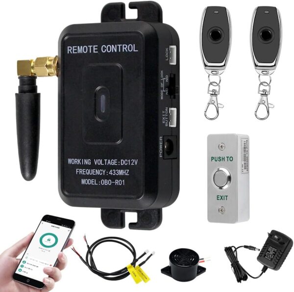 QTTYELOK Kit de Sistema de Control de Acceso WiFi Tuya Abrepuertas Inalámbricas, Desbloqueo Remoto Control App de Teléfono Inteligente (Kit Sin Cerradura)