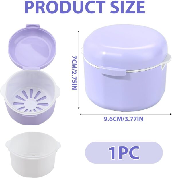 Caja para Dentaduras Postizas con Filtro y Cestillo, Contenedor de Ortodoncia en PP Ecológico, Funda para Aparato Dental, Higiene y Almacenamiento Eficaz(morado) - Image 2