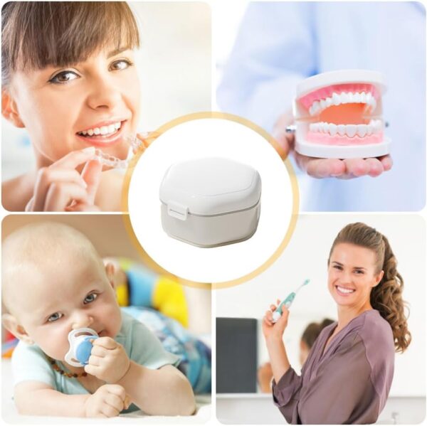 Irtyif Caja Ferula Dental,Caja de Baño de Dentadura Dental,Funda Aparato Dental,Caja Aparato Dental,Caja de Retención Dental de Plástico para Dientes Falsos Almacenamiento Remojo Limpieza - Image 6