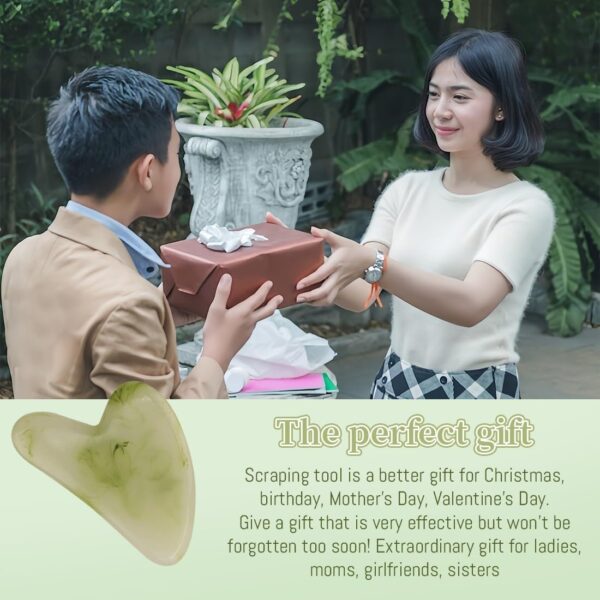 SIVZUMO Gua Sha, 100% Natural Masajeador Facial y Corporal Antiarrugas Masajeador Ojos Bolsas y Ojeras Piedra Jade Relajante y Reafirmante para Skincare - Image 6