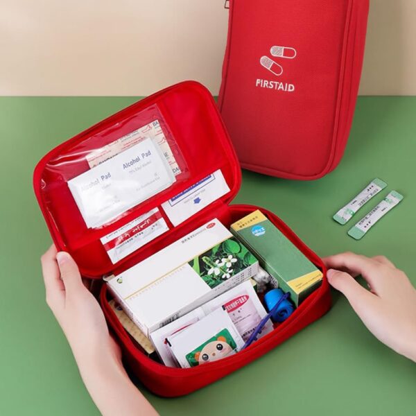 Zasjon 2 Piezas Bolsa Botiquin de Primeros Auxilios, Kit Primeros Auxilios, Mini Botiquin Viaje Portátil Caja Botiquin Vacia, Bolsa Médica Vacio Caja Medicamentos para Viajes al Aire Libre, Rojo - Image 4