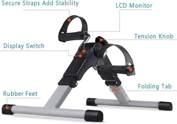 AMAZOM Ejercitador De Pedal Plegable para Debajo del Escritorio con Pantalla LCD, Mini Bicicleta Estática Magnética, Ejercitador De Recuperación con Resistencia Ajustable - Image 2