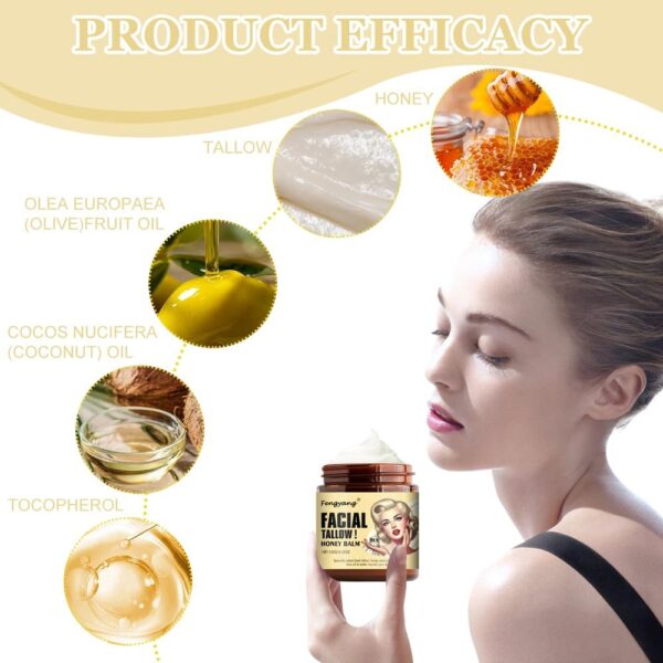 Fengyang® Beef Tallow Cream, Bálsamo De Sebo De Vacuno Y Miel, Crema De Sebo Para El Cuidado De La Piel, Hidratante Facial Con Sebo De Res Wrinkles Defense Para Mujeres - Image 4
