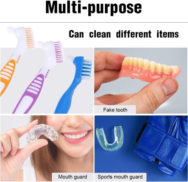IBXWMNG Set de 4 cepillos limpiadores para ortodoncia con doble cara y punta de precisión，Ideal para limpiar dentaduras postizas, retenedores, prótesis dentales, férulas y alineadores - Image 2