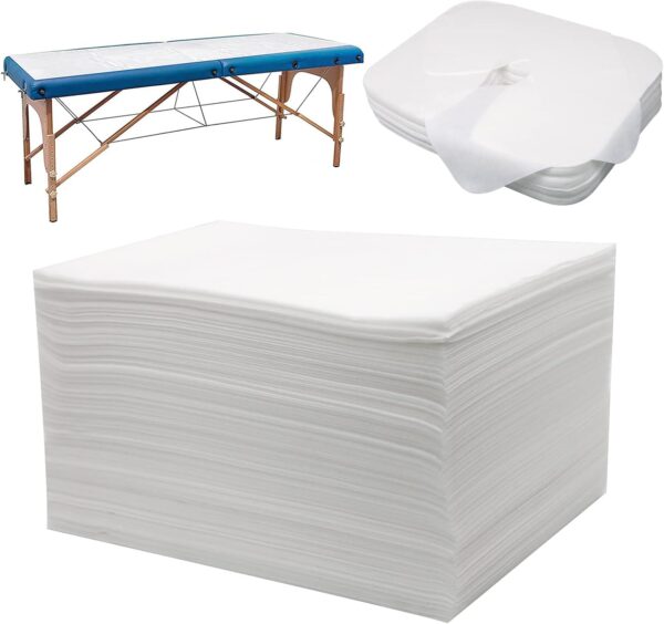 Xiaozhifu 100 PCS Sábanas Desechables de tela no tejida, 50 piezas de toallas desechables para la nariz y 50 piezas de sábanas desechables para mesa de masaje
