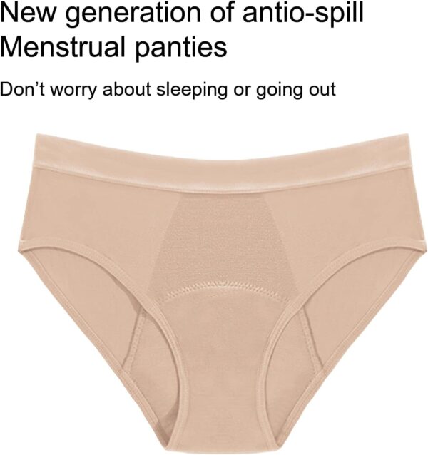 Jamron Mujer Pack de 3 Bragas Menstruales Flujo Abundante - Bragas Absorbentes Incontinencia Lavable - Ropa Interior para Regla Periodo Mentruación Beige + Beige + Beige L - Image 3