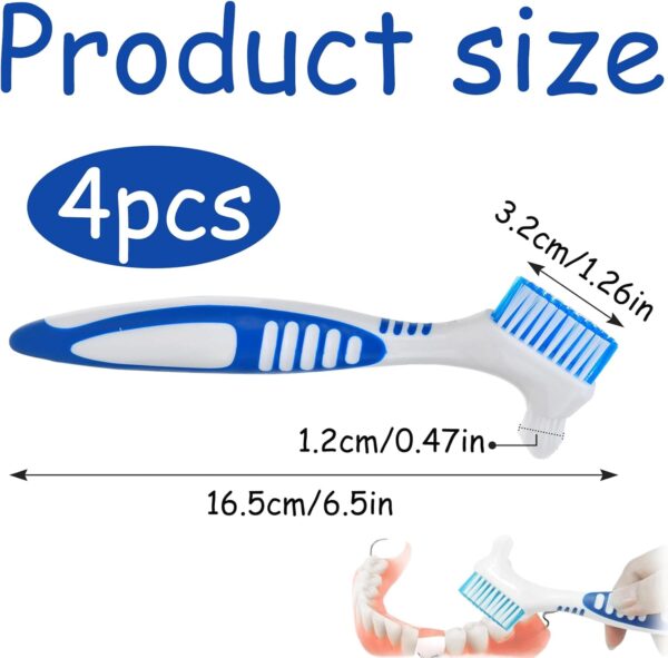 4 Piezas Cepillos De Limpieza De Dientes,Cepillos Para Dentaduras Postizas,Cepillo Para Dientes Postizos,Cabezal De Cepillo De Doble ángulo,Cepillo Protesis Dental,Para Limpieza De Retenedores - Image 2
