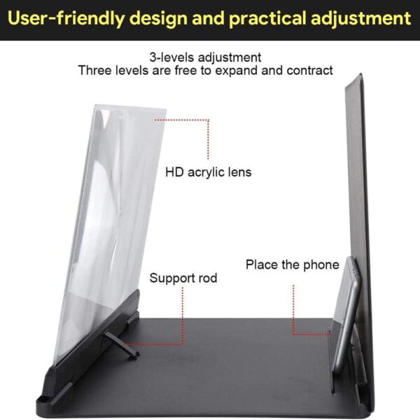 AREVERA 10" Lupa de Pantalla de Teléfono, 3D HD Amplificador Teléfono Inteligente Lupa Pantalla de Proyector Plegable, Adecuada para Ver Videos de Películas en Todos Los Teléfonos Inteligentes - Image 3
