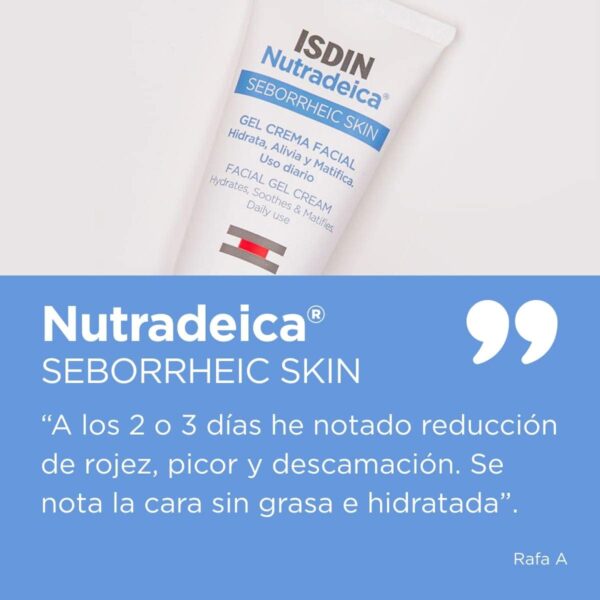 ISDIN Nutradeica - Gel-crema facial indicado para el tratamiento del exceso de sebo, descamación, picor y eritema de la piel seborreica facial, 50 ml - Image 9