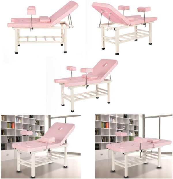 JHKGY Mesa De Examen Médico,Cama De Masaje,Silla De Tatuaje De Mesa Facial,Profesional Ajustable para Salon Beauty SPA Lash Esteticista Equipo, Puede Soportar 500Kg,Rosado - Image 6
