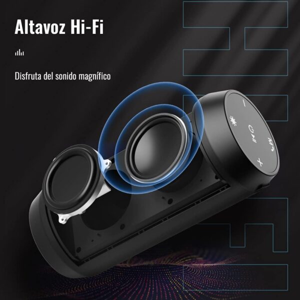 ELEHOT-Store Altavoz Bluetooth Potente Portatil con Luz LED de 5 Modos Inalambricos Recargable USB apoya TF Card/Memoria USB de 32G Estereo, Verde - Image 12