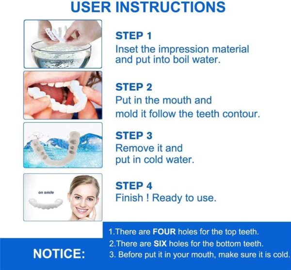 Ulat 2 Pares (dentadura Superior e Inferior) Dentadura Superior e Inferior Instant Fit Flex Cosmetic Teeth Dentadura Dental Top carilla cosmética - Image 2
