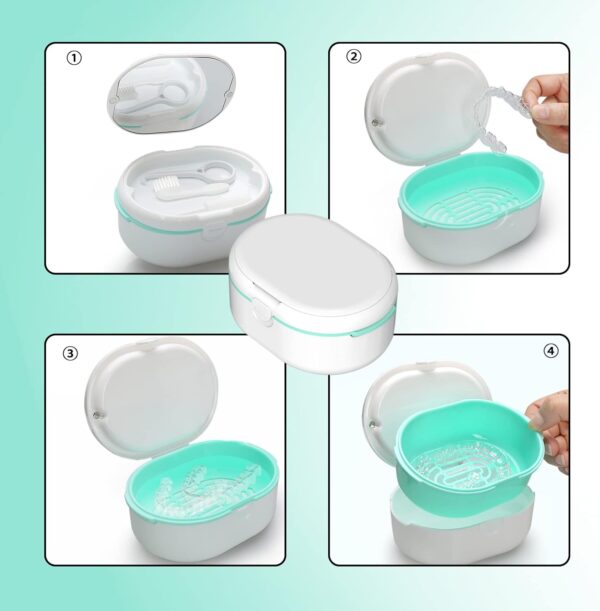 Caja Dentadura Postiza con Herramienta de Extracción de Alineador,Caja de Retención de Ortodoncia,Caja de almacenamiento de dentaduras postizas,para limpieza de dientes - Image 4
