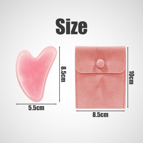 NyxSeat 1 piedra Gua Sha en forma de corazón y 1 bolsa de almacenamiento, masajeador de resina, herramienta de masaje, piedras de masaje facial para ojos, cuidado de la piel del cuello y relajación - Image 2