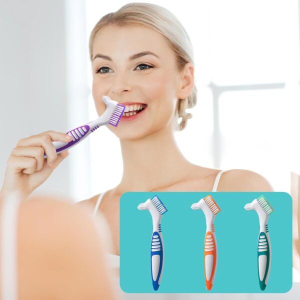 Cepillo de limpieza de dientes falsos, cepillo portátil de doble cara, cepillo de dientes pequeños, cepillo de limpieza de dentaduras postizas - Image 2