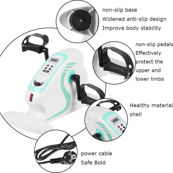 WPJQJWD Ejercitador De Pedal Eléctrico para Ancianos, Ejercitador Pedal Eléctrico Soporte Protector Pierna Bicicleta Eléctrica Motorizada Ejercicios Ancianos Mini Bicicleta Estática - Image 6
