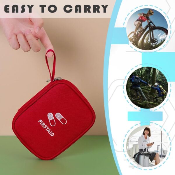 Zasjon 2 Piezas Bolsa Botiquin de Primeros Auxilios, Kit Primeros Auxilios, Mini Botiquin Viaje Portátil Caja Botiquin Vacia, Bolsa Médica Vacio Caja Medicamentos para Viajes al Aire Libre, Rojo - Image 3