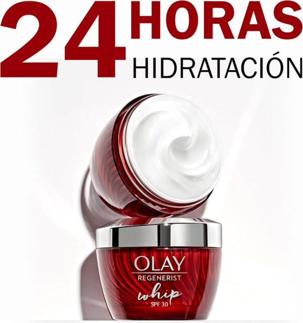 Olay Regenerist Whip Crema Facial De Día Ligera con SPF 30 Y Acabado Mate, Con Vitamina B3 & Niacinamida, Hidrata Durante 24H, 50ml - Image 4