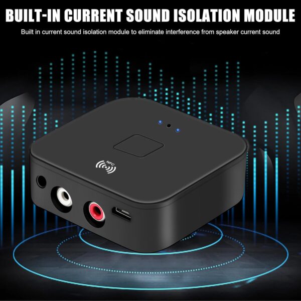 Receptor NFC Bluetooth 5.0, adaptador de audio Bluetooth para estéreo, adaptador de audio inalámbrico HiFi con conector AUX RCA de 3,5 mm para productos digitales con función Bluetooth/NFC - Image 7