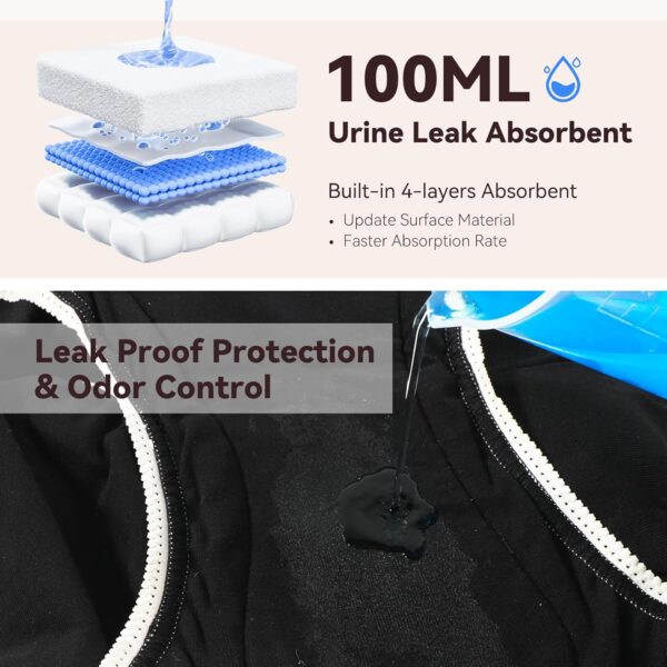Carer Ropa Interior de Mujer para la Incontinencia, Slip para Mujer Lavable Algodón Adulto con Almohadilla Absorbente Diseñado para Mujeres con Incontinencia Leve Negro Talla S - Image 4