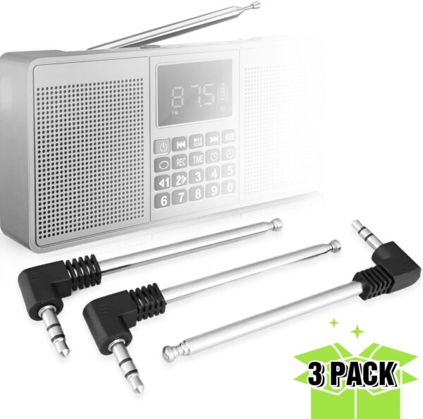 Fohevers 3 antenas FM telescópicas con conector de enchufe de 3,5 mm para teléfono celular, radio FM, amplificador de señal estéreo, receptor de audio y cine en casa - Image 2