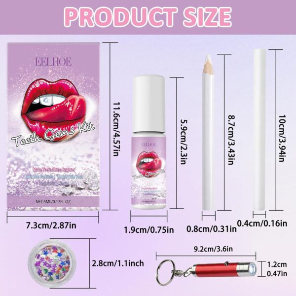 Gemas Dentales,Tooth Gems Kit,Diamante Dientes Kit,Kit De Gemas Para Dientes,Kit Diamante Dientes Kit,Para Decoración Dental Brillante y Reflectante Con Pedrería y Diamantes Marquesa - Image 3